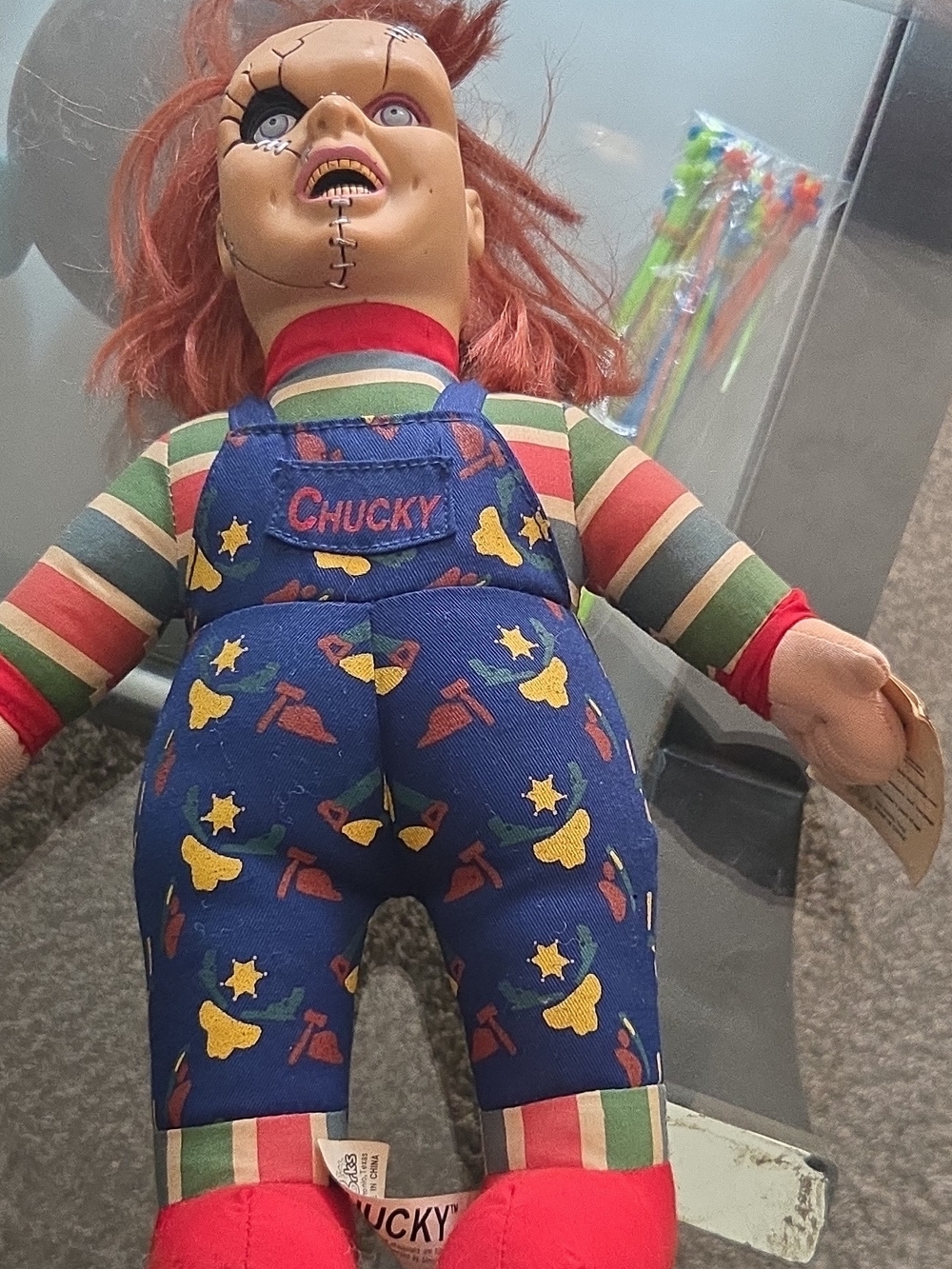 Chucky Red-Headed Plush Doll in Blue Overalls -